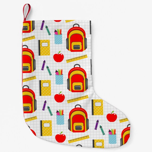 Teacher Gift | Apple Back To School Small Christmas Stocking (Front)
