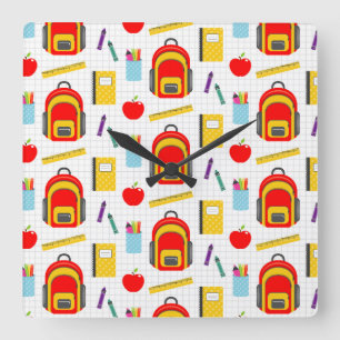 Teacher Gift Apple Back To School Square Wall Clock