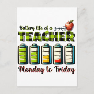 Teacher Gift Battery Life Of A Teacher Announcement Postcard