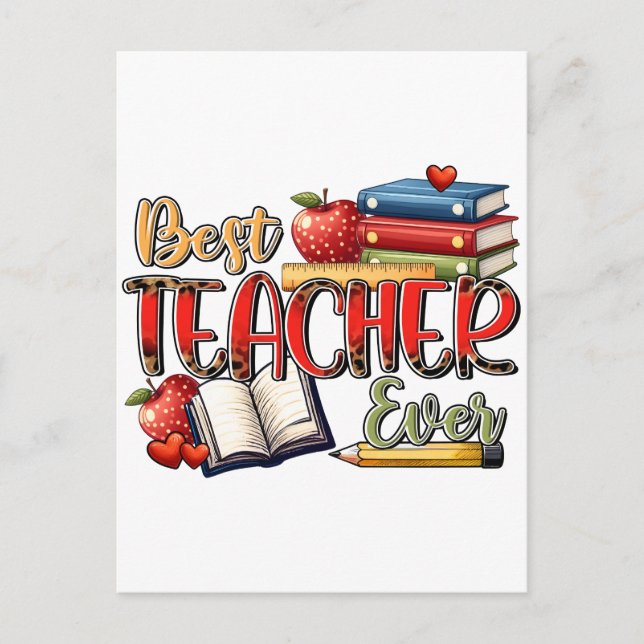 Teacher Gift | Best Teacher Ever Postcard (Front)