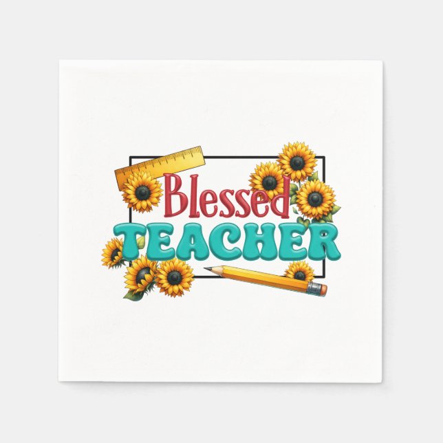 Teacher Gift | Blessed Teacher Napkin (Front)