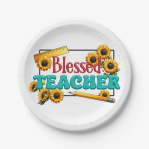 Teacher Gift Blessed Teacher Paper Plate