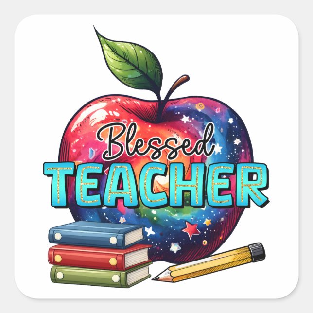 Teacher Gift | Blessed Teacher Square Sticker (Front)