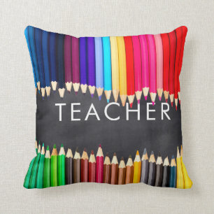 Teacher Gift Bright Pencils Chalkboard Cushion