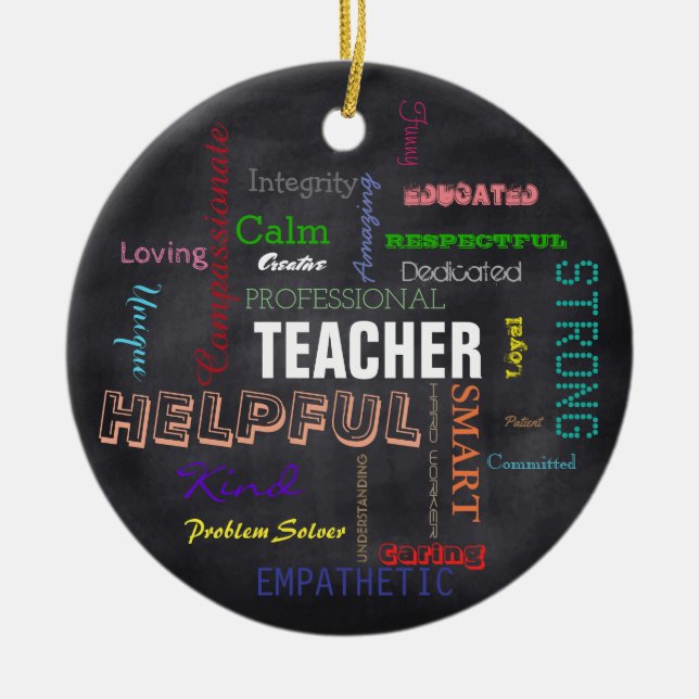 Teacher Gift Chalkboard Typography Subway Art Ceramic Tree Decoration (Front)