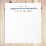 Teacher Gift Custom Illustrated Blue Pencil Notepad<br><div class="desc">My Teacher Gift Custom Illustrated Blue Pencil Notepad makes a great gift for Your favourite teacher. Personalise with a name for a unique gift. Teachers note pads make great holiday or end of the year gifts. Design features my own illustration of a pencil. Other Colour options available.</div>