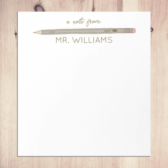 Teacher Gift Custom Illustrated Grey Pencil Notepad (Creator Uploaded)