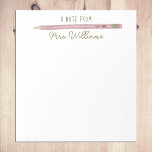 Teacher Gift Custom Illustrated Pink Pencil Notepad<br><div class="desc">My Teacher Gift Custom Illustrated Pink Pencil Notepad makes a great gift for Your favorite teacher. Personalize with a name for a unique gift. Teachers note pads make great holiday or end of the year gifts. Design features my own illustration of a pencil. Other Color options available.</div>
