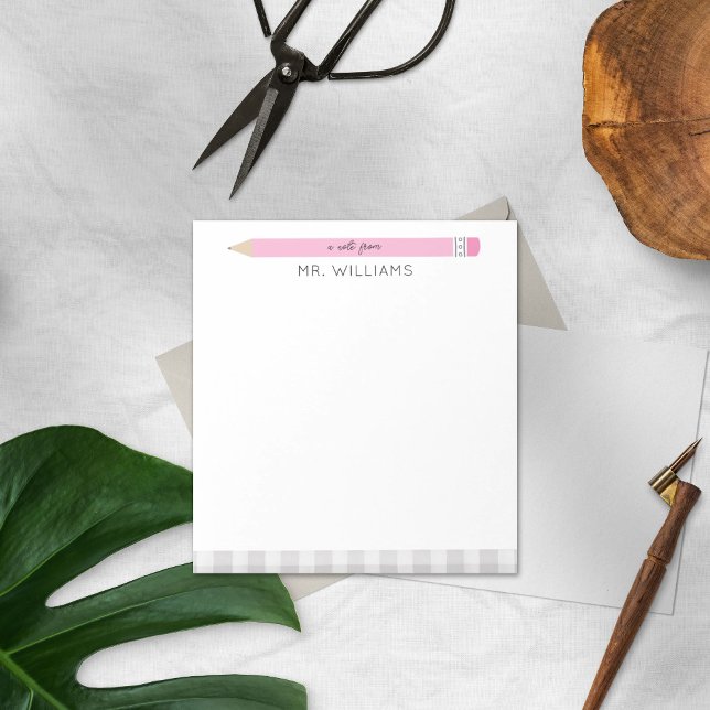 Teacher Gift Custom Illustrated Pink Pencil Notepad (Creator Uploaded)