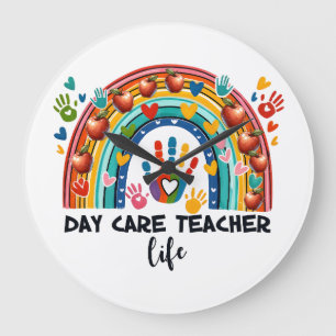 Teacher Gift Day Care Teacher Life Large Clock