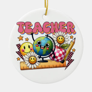 Teacher Gift Floral Teacher Ceramic Ornament