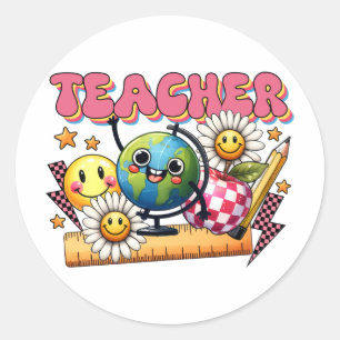 Teacher Gift Floral Teacher Classic Round Sticker