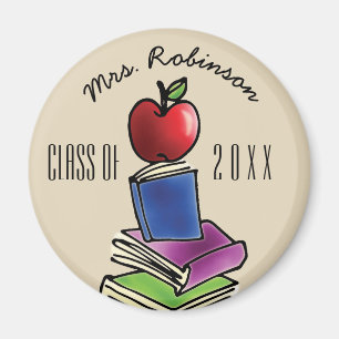 Teacher Gift from Class Apple with Book Stack Magnet