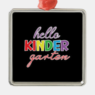 Teacher Gift   Hello Kinder Garten Metal Ornament