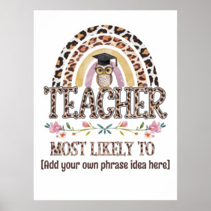 🎓 Teacher Gift Ideas: Most Likely To CUSTOM TEXT Poster