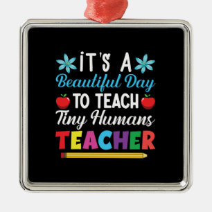 Teacher Gift It Is A Beautiful Day To Teach Tiny Metal Ornament