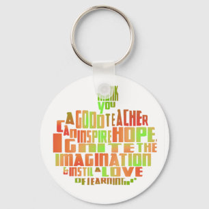 Teacher Gift Keepsake Apple Quote Thank You Key Ring