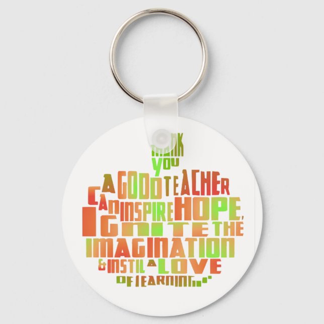 Teacher Gift Keepsake Apple Quote Thank You Key Ring (Front)