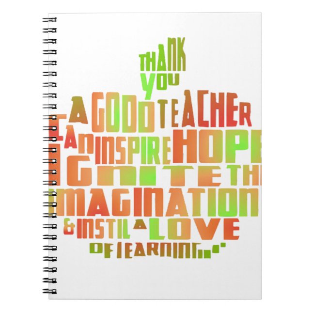 Teacher Gift Keepsake Apple Quote Thank You Notebook (Front)