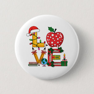 Teacher Gift Love Pencil Apple Books 6 Cm Round Badge
