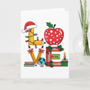 Teacher Gift Love Pencil Apple Books Card