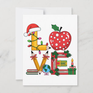 Teacher Gift Love Pencil Apple Books Card