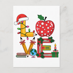 Teacher Gift   Love Pencil Apple Books Postcard