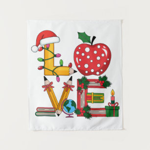 Teacher Gift Love Pencil Apple Books Tapestry
