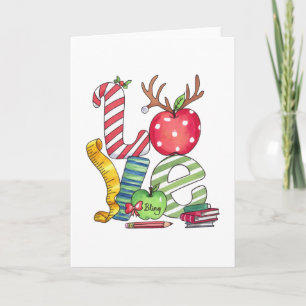 Teacher Gift Love Pencil Apple Card