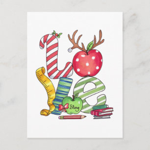 Teacher Gift Love Pencil Apple Postcard