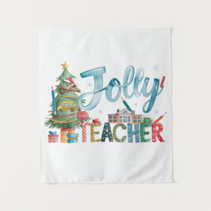 Teacher Gift Merry Christmas Jolly Teacher Tapestry