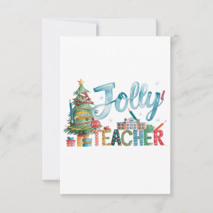 Teacher Gift Merry Christmas Jolly Teacher Thank You Card