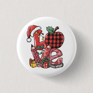 Teacher Gift Merry Christmas Love 3 Cm Round Badge