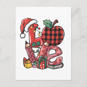 Teacher Gift Merry Christmas Love Holiday Postcard