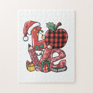 Teacher Gift Merry Christmas Love Jigsaw Puzzle