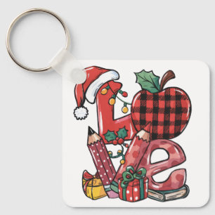 Teacher Gift Merry Christmas Love Key Ring