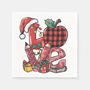 Teacher Gift Merry Christmas Love Napkin
