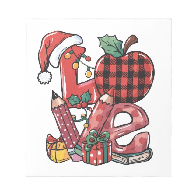 Teacher Gift | Merry Christmas Love Notepad (Front)