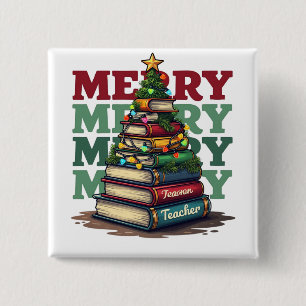 Teacher Gift Merry Christmas Teacher Books 15 Cm Square Badge