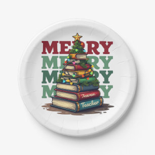 Teacher Gift Merry Christmas Teacher Books Paper Plate