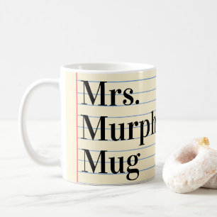 Teacher Gift note book style personalised teacher  Coffee Mug