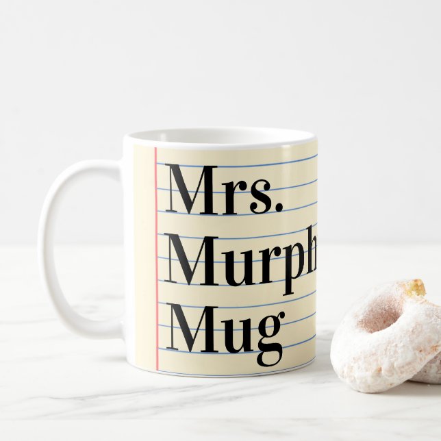 Teacher Gift note book style personalised teacher  Coffee Mug (With Donut)