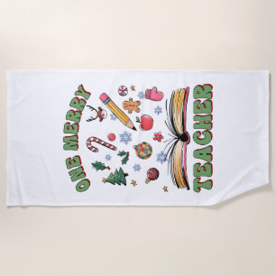 Teacher Gift   One Merry Teacher Beach Towel