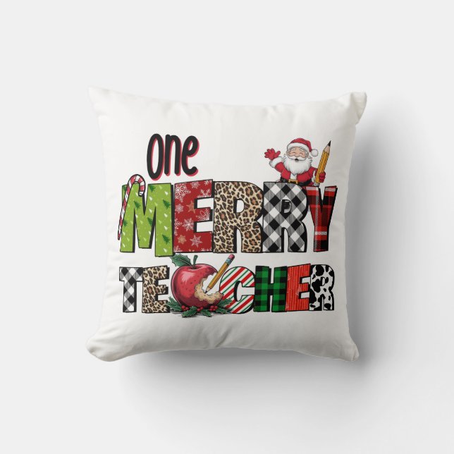 Teacher Gift | One Merry Teacher Cushion (Front)