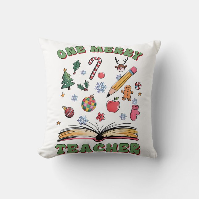 Teacher Gift | One Merry Teacher Cushion (Front)