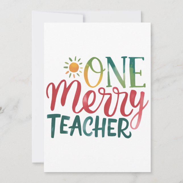Teacher Gift | One Merry Teacher Invitation (Front)