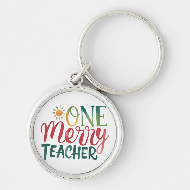 Teacher Gift | One Merry Teacher Key Ring (Front)