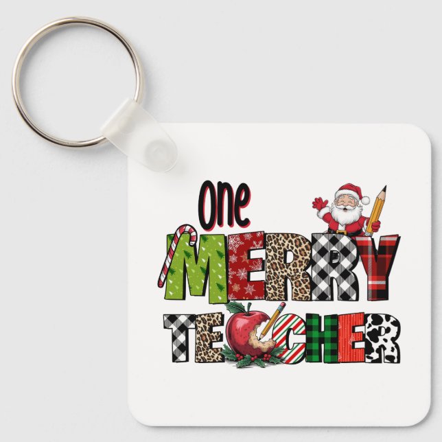 Teacher Gift | One Merry Teacher Key Ring (Front)