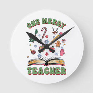 Teacher Gift   One Merry Teacher Round Clock