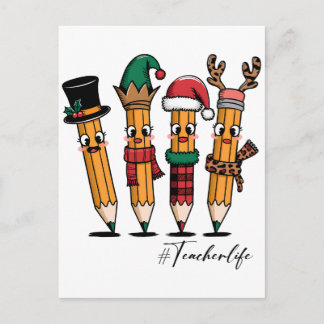 Teacher Gift | Pencil Teacher Life Announcement Postcard